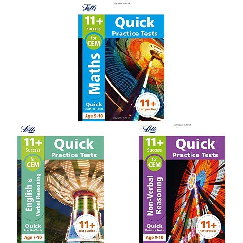 Letts 11+ Quick Practice Tests Age 9-10 For The Cem Tests - 3 Books Set