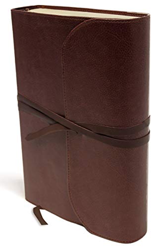 NKJV, Journal the Word Bible, Large Print, Premium Leather, Brown, Red Letter Edition: Reflect on Your Favorite Verses