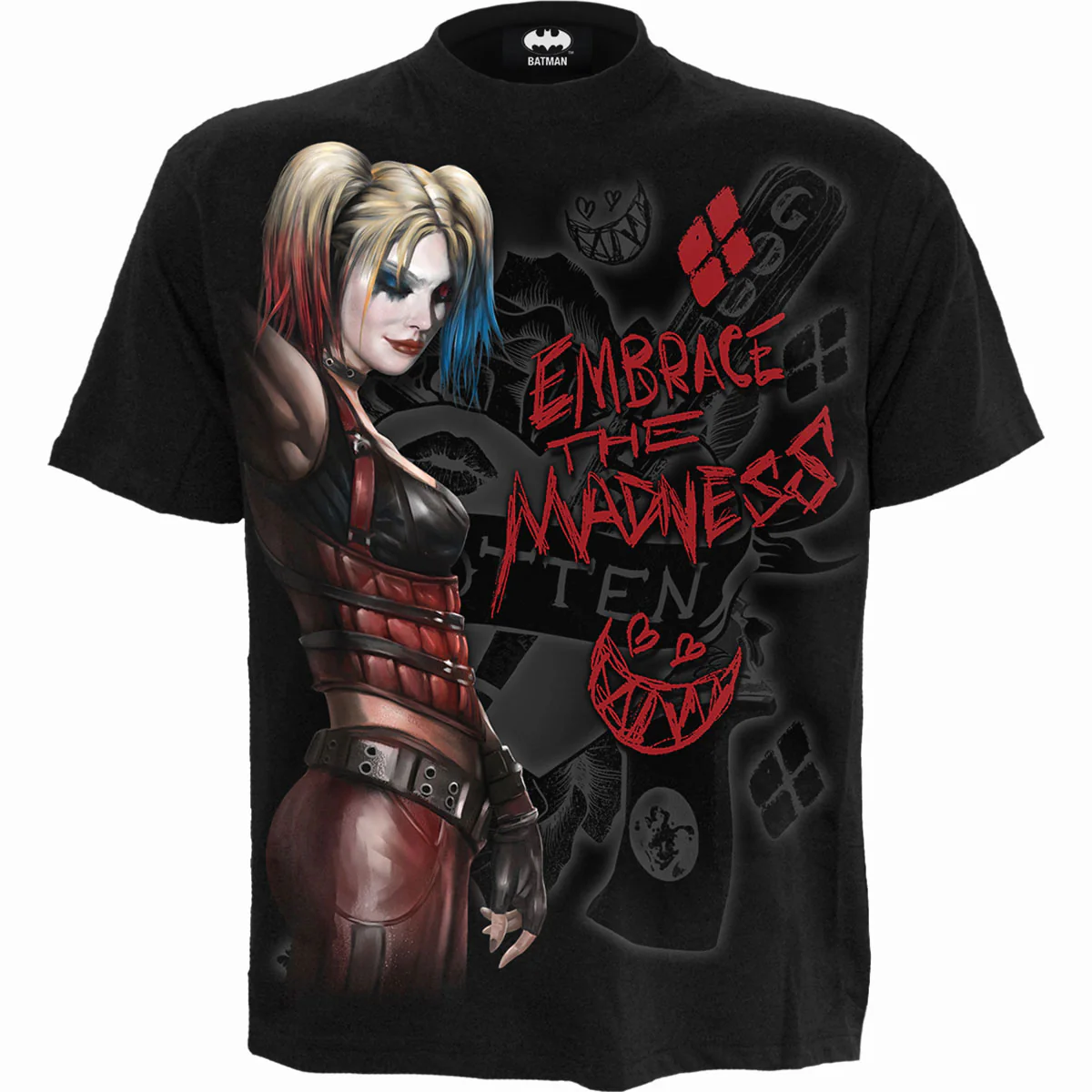 DC Comics Unisex T-Shirt: Batman Harley Quinn Embrace Madness