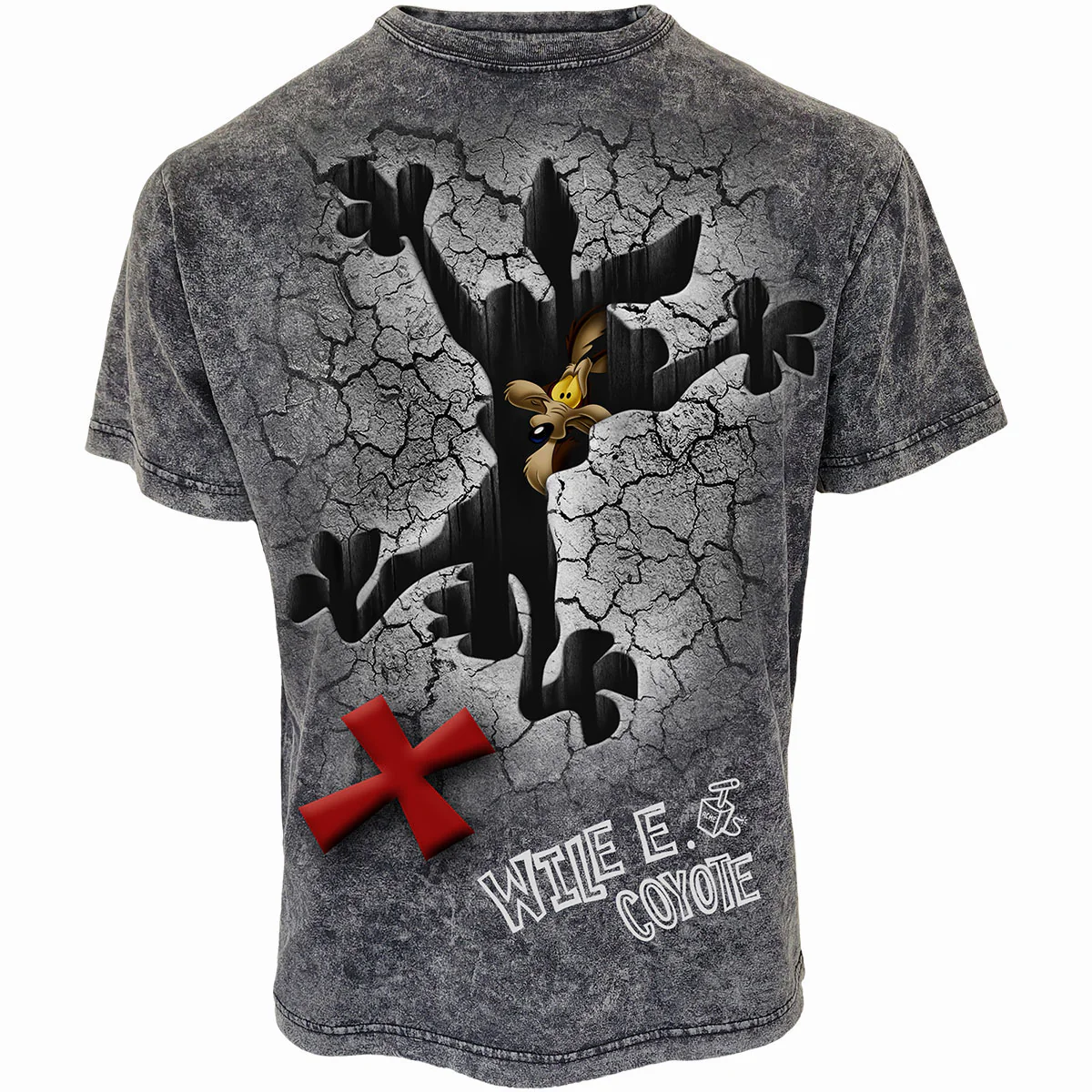 Looney Tunes Unisex Acid Wash T-Shirt: Coyote Missed The Spot