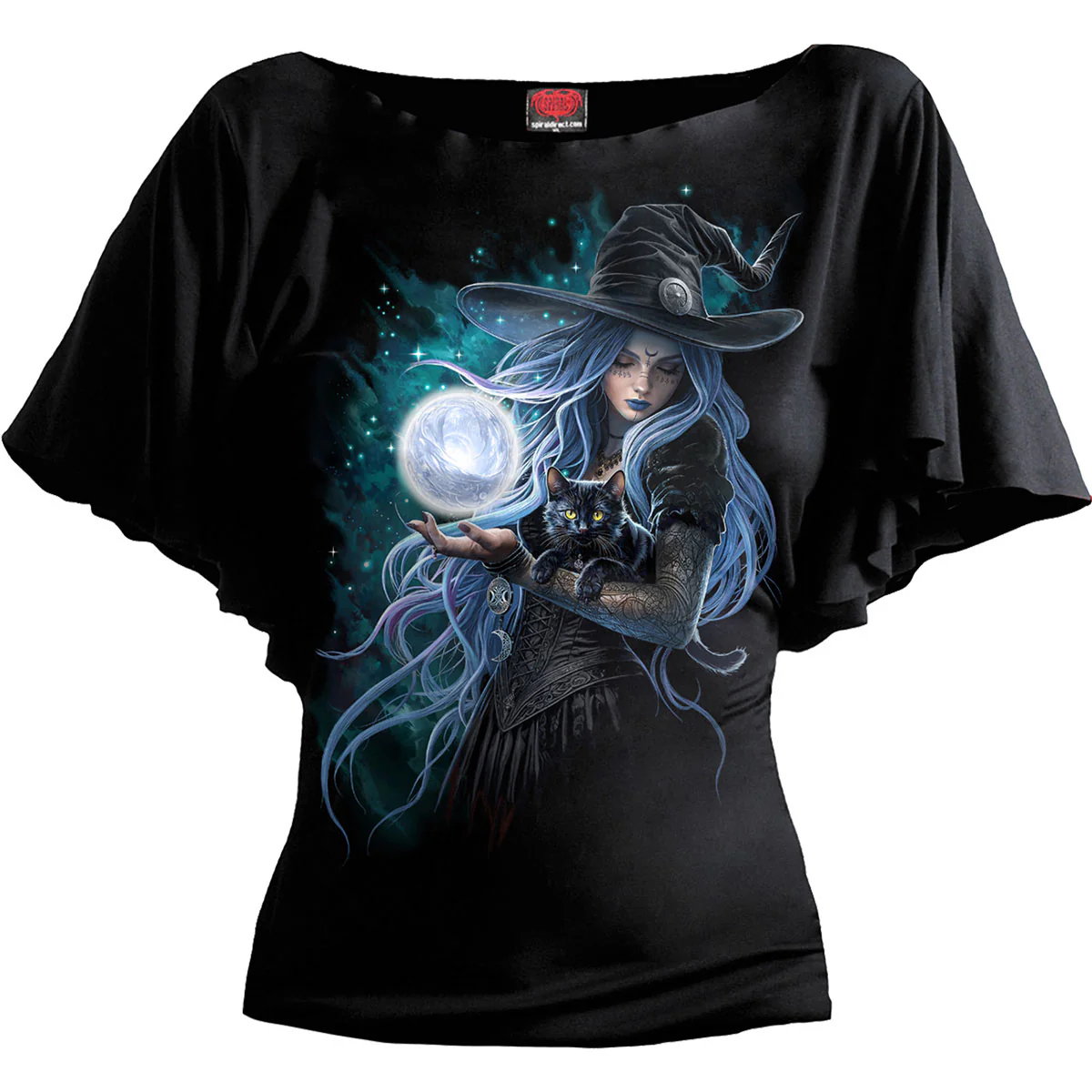 Spiral Ladies Latin Boatneck Top: Mystic Moon